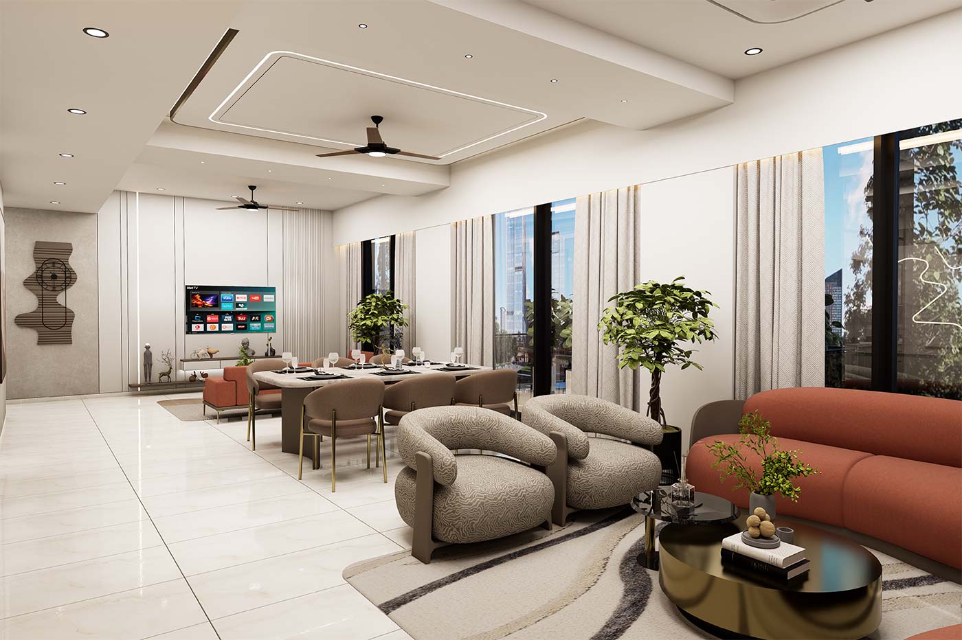Modern Minimalist 4 BHK Apartment Interior Design | Gandhinagar