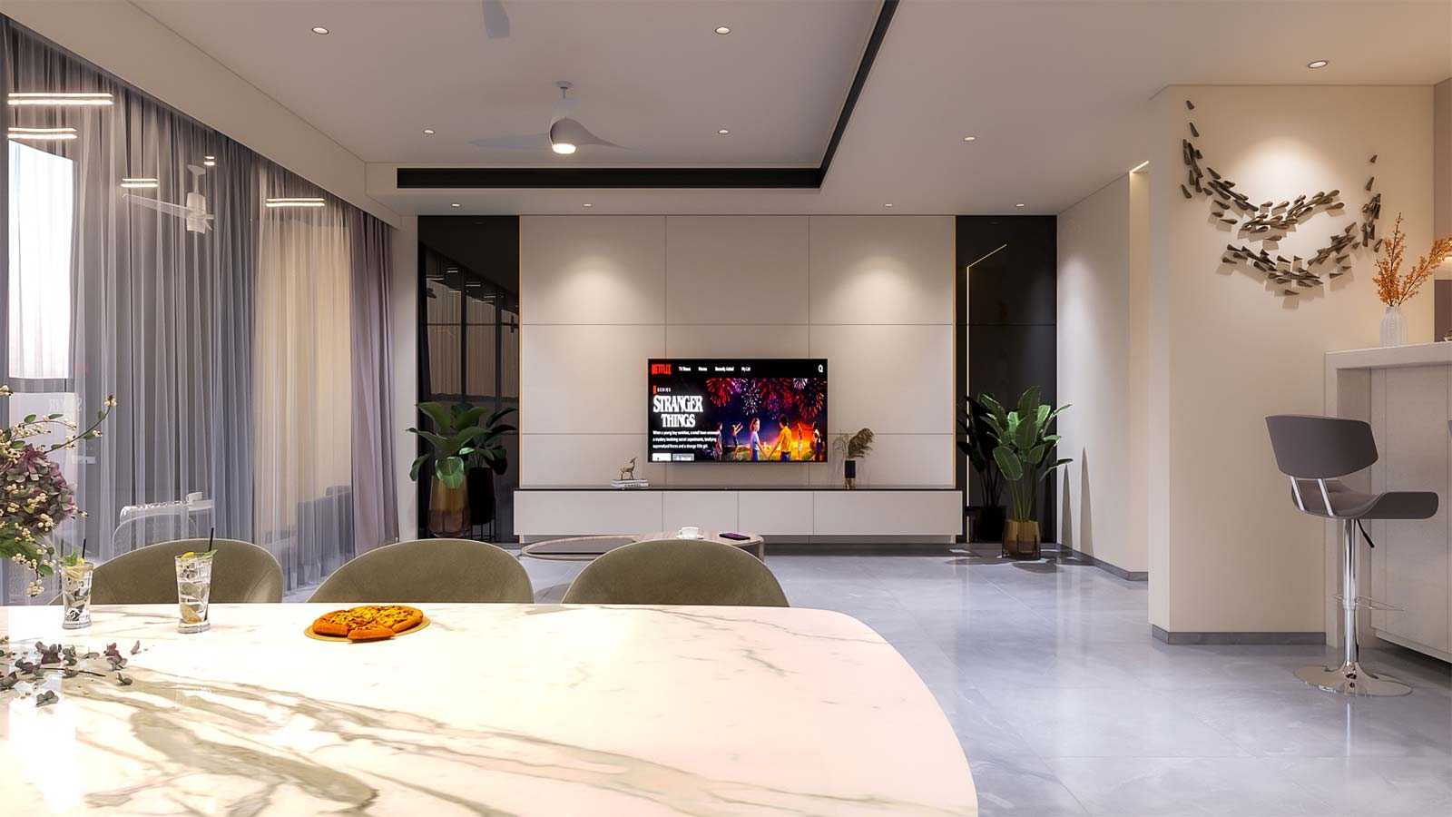 Living Room of 3 BHK Luxuries House