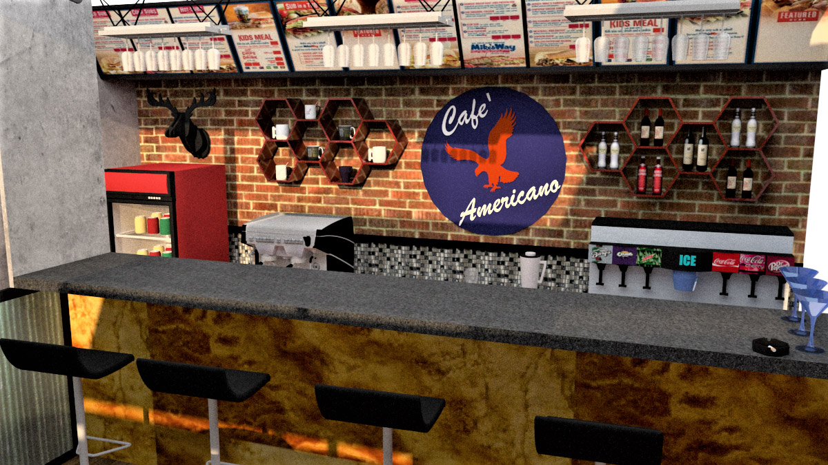 Serving Counter of Cafe Americano
